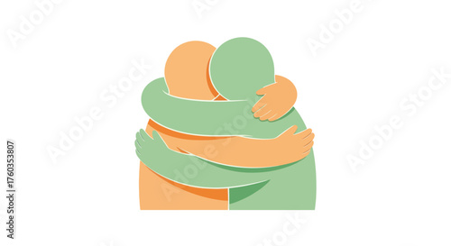 Abstract illustration of two people embracing showing warmth and connection.