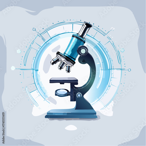 scientific and futuristic background of a glowing microscope