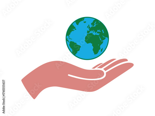 A hand gently holds the earth symbol, an image that illustrates the importance of protecting the earth.
