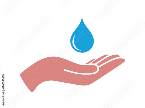 A hand gently holds a water drop symbol, an image that illustrates the importance of protecting water resources.