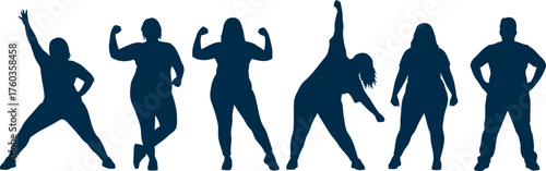 Silhouettes of man and woman in winter clothing engaged in sports fitness and dance vector illustration