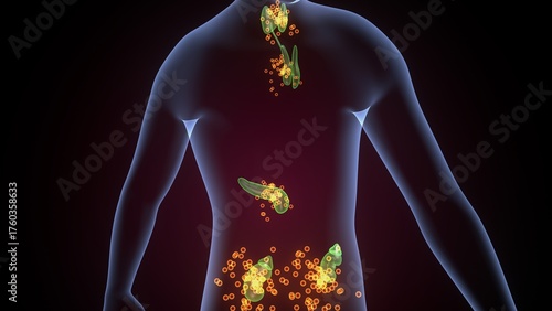 Human glands anatomy. 3d illustrations