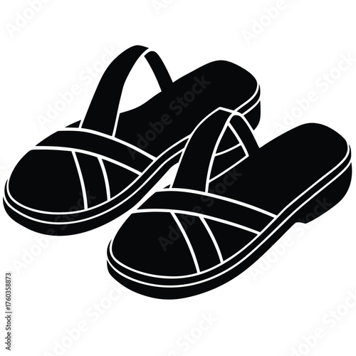 sandals pair  casual footwear vector icon