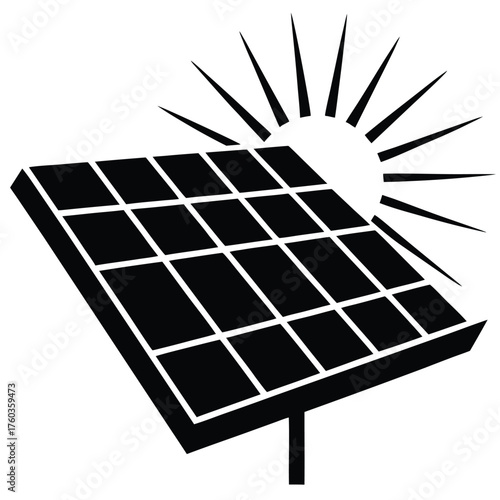solar panel under sun rays  green energy vector i