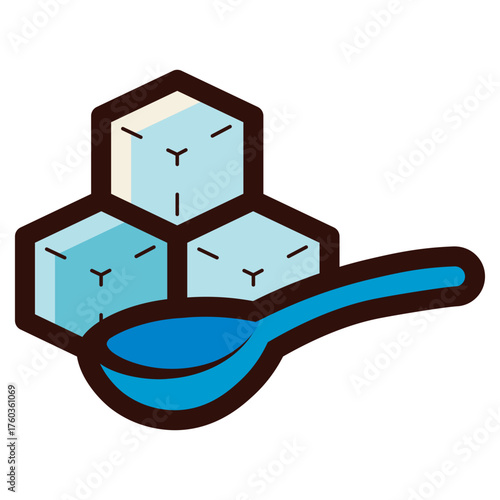 sugar cubes stack with spoon icon illustration