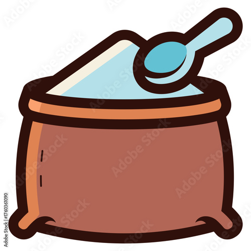 sugar sack with spoon icon illustration