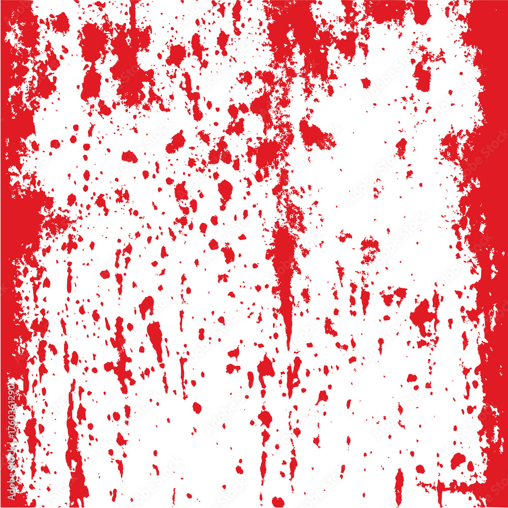 Obraz premium Red paint splatter dripping vertically on a black background, creating a striking grunge abstract texture.