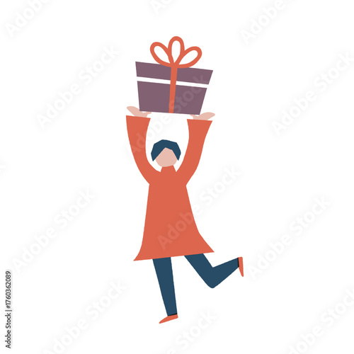 プレゼント持ち上げる女の子
