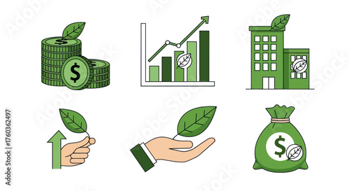Green Eco-Friendly Financial Growth and Sustainable Business Concepts.