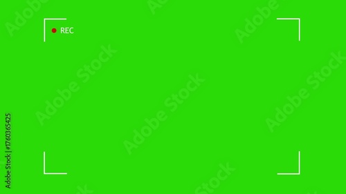 Camera screen recording with green screen. frame of the video camera screen in 4k resolution.