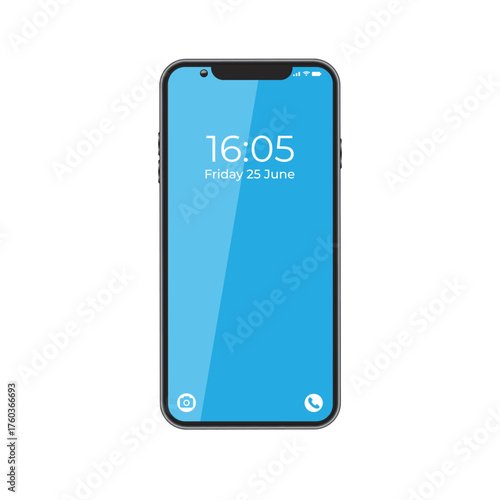 Smartphone Mockup with Blue screen on white background Mobile phones used in advertising design flat design vector illustration. 