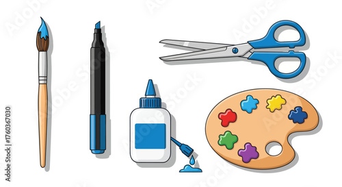 Assortment of Art and Craft Supplies for Creative Projects.
