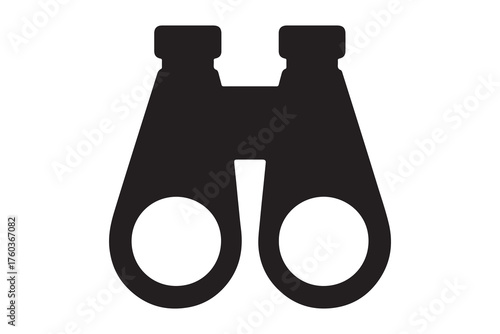 Simple black binoculars icon for observation and vision