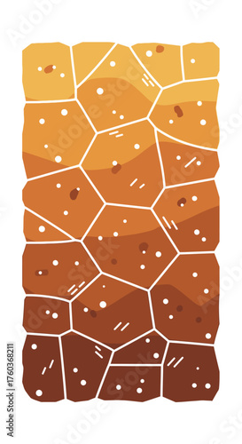 Soil Profile Illustration with Layers and Textures in Earth Tones.