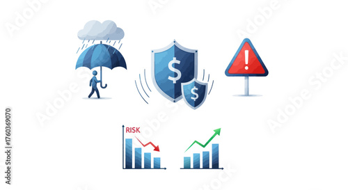 Financial Risk Management and Protection Icons.