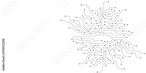 Circuit board digital abstract background. Motherboard technology texture design. AI semiconductor and computer processor on tech bg. Vector illustration