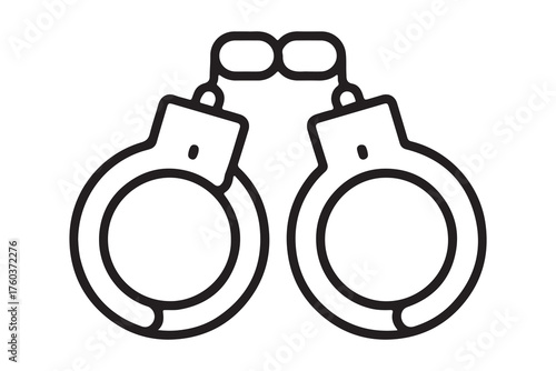 Outline icon of handcuffs symbol for law enforcement and justice