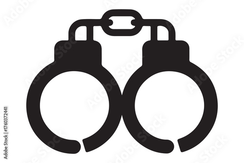 Simple handcuffs icon outline design element for security and justice