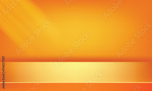3d abstract autumn studio room background. Orange, brown dark gradient empty wall backdrop. Back ground horizontal mockup product season presentation.