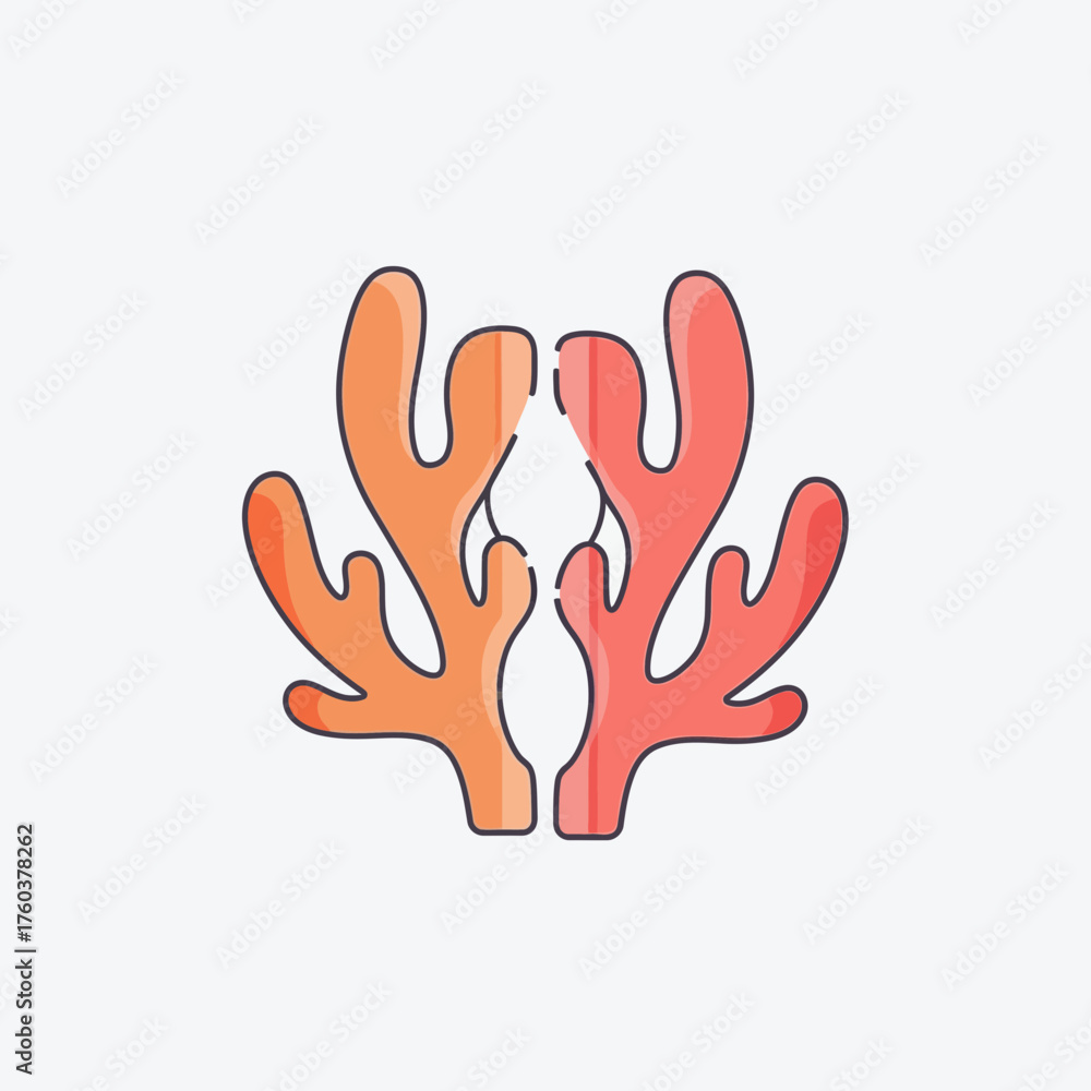Obraz premium Coral illustration in orange and pink tones on a white background.