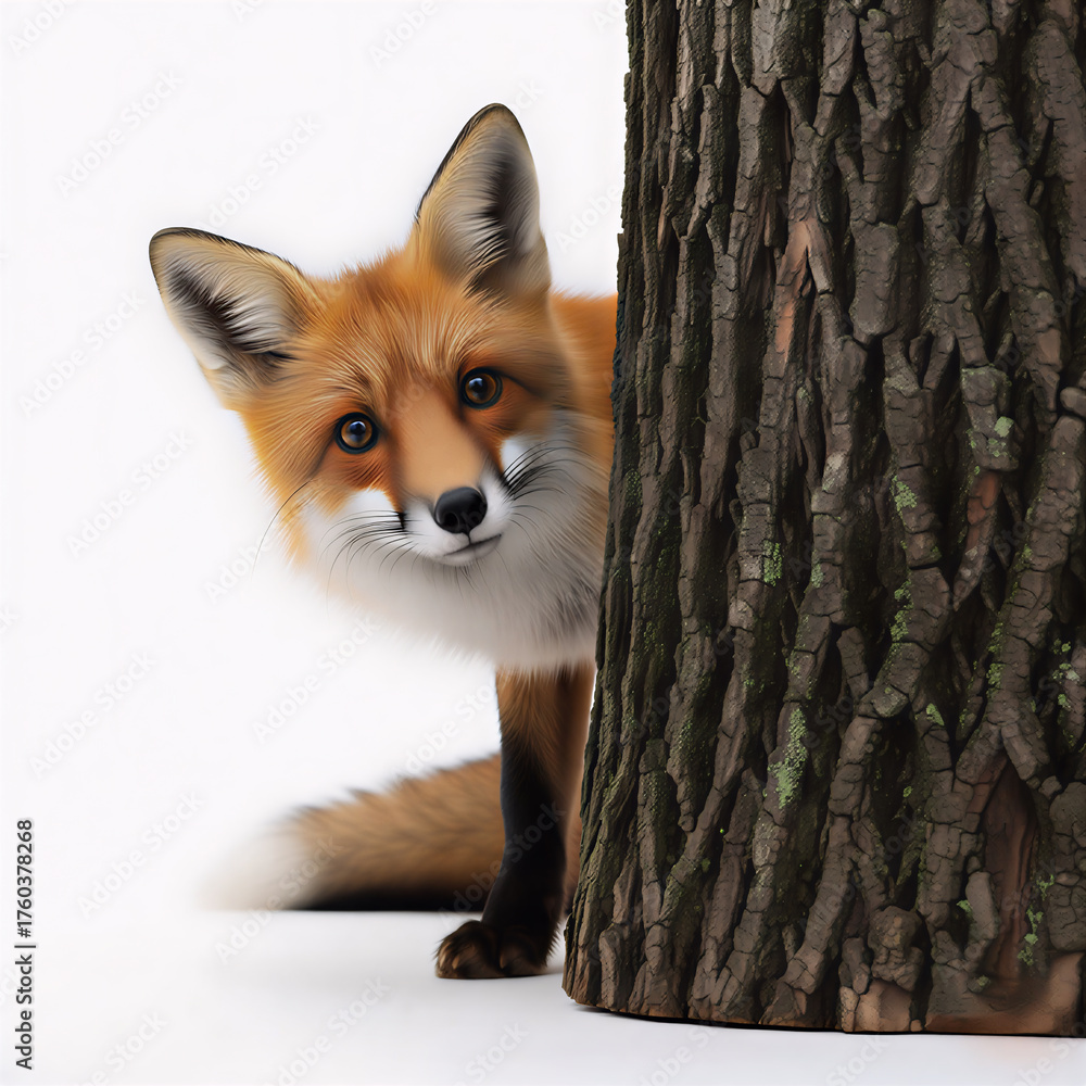 Obraz premium red fox on white background