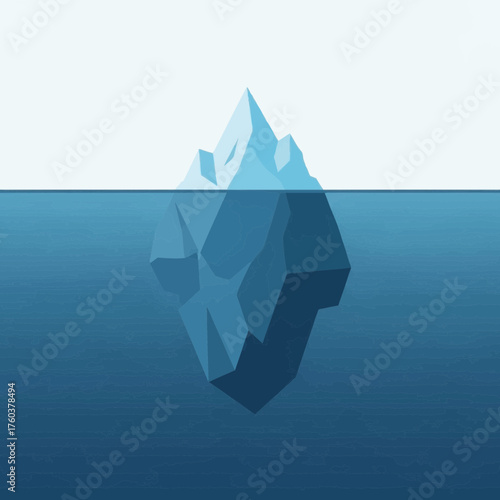 Iceberg floating in water with a portion visible above the surface.