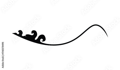 Elegant black ornamental flourish with a flowing curved line