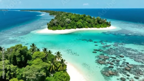 Serene Tropical Island Landscape with Crystal Clear Waters and Palms