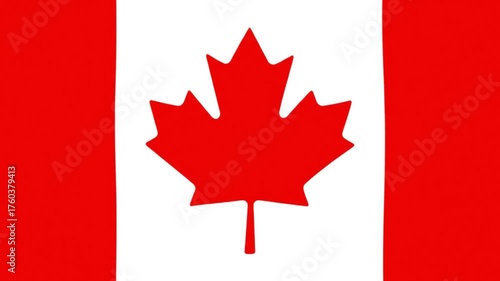 Canadian Flag Flapping in Wind with Bright Colors and Clear Details