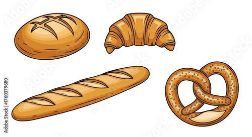 Assortment of Freshly Baked Bread and Pastries.