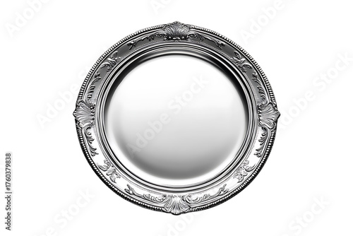 Vintage Silver Plate, Isolated on Transparent Background