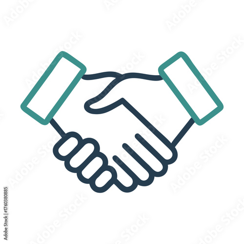 Handshake Icon With Teal And Dark Blue Outline agreement business