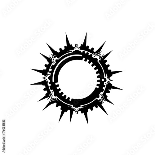 Mechanical Gear Silhouette in Monochrome