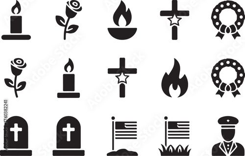Memorial icons for remembrance and tribute