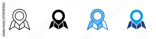 Location Marker Multiple Style Icon Design Vector - Simple map pin marker representing a location or destination point on a map
