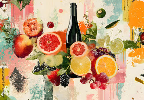 collage of varieties of fruit essences such as colors, shapes, or texture with mood and tone