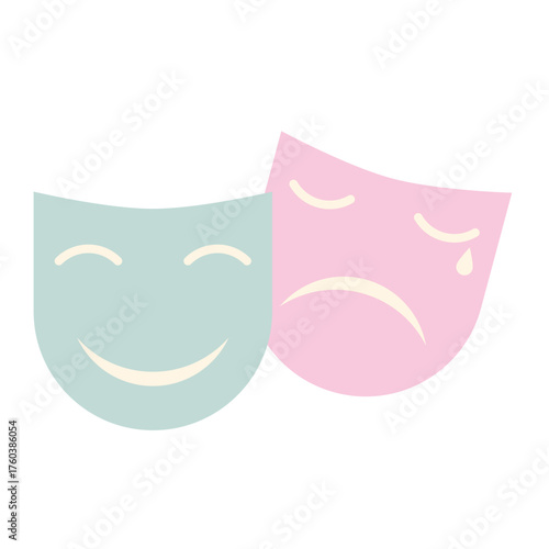 smiling and crying emotional masks flat icon