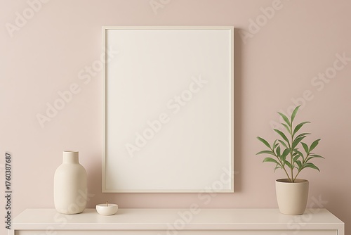 Wallpaper Mural Realistic canvas frame mockup in pastel-toned room with balanced daylight, cozy minimal home décor, perfect for interior design previews.
 Torontodigital.ca