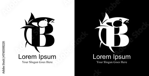 Tuna fish logo design combined with the letter B