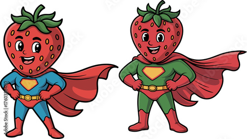 Adorable Superhero Strawberries Ready to Save the Day with Their Super Powers and Charming Personalities for Creative Bundle Designs