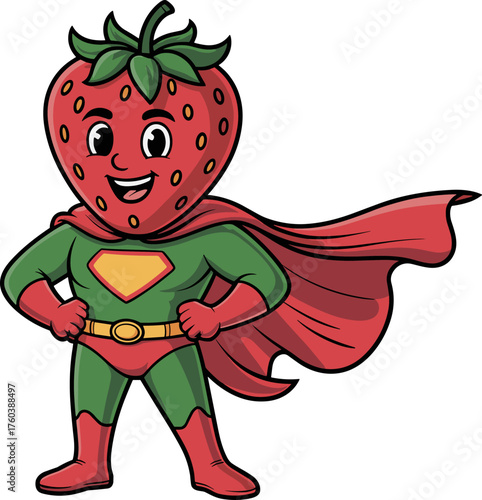 Super Strawberry Superhero Character Design Bundle for Kids and Healthy Eating Campaigns Promoting Fruit Power and Fun