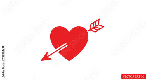 Red Heart Pierced by Cupids Arrow Icon.
