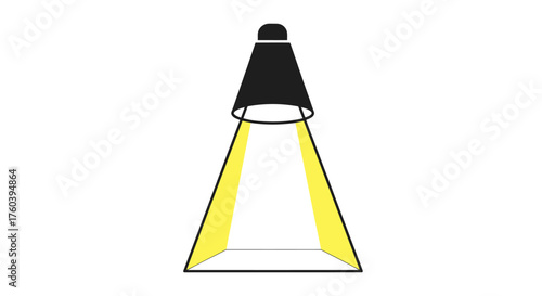 Black conical spotlight illuminating a bright yellow beam of light.