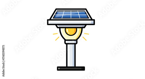 Illuminated Solar-Powered Garden Lamp with Photovoltaic Panel.