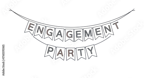 Decorative Engagement Party Bunting Banner with Pennant Flags.