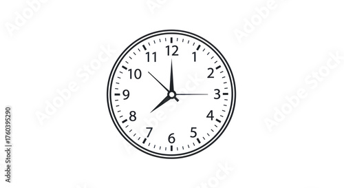 Simple Black and White Analog Wall Clock Showing Time.