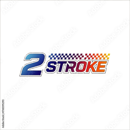 Bold 2 Stroke Logo with Checkered Flag Design for Automotive Enthusiasts