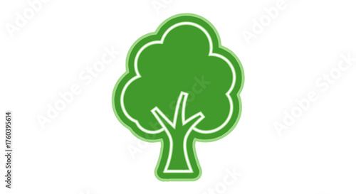 Stylized Green Tree Icon with White Outline and Subtle Glow.