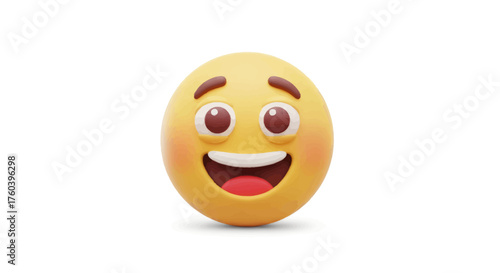 Cheerful Yellow Emoji with Wide Open Mouth and Expressive Eyes.