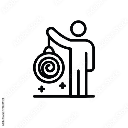 Hypnotic pendulum held by a person with magic sparkles shining underneath. Suitable for mystical themes, hypnosis, magic, and supernatural concepts.